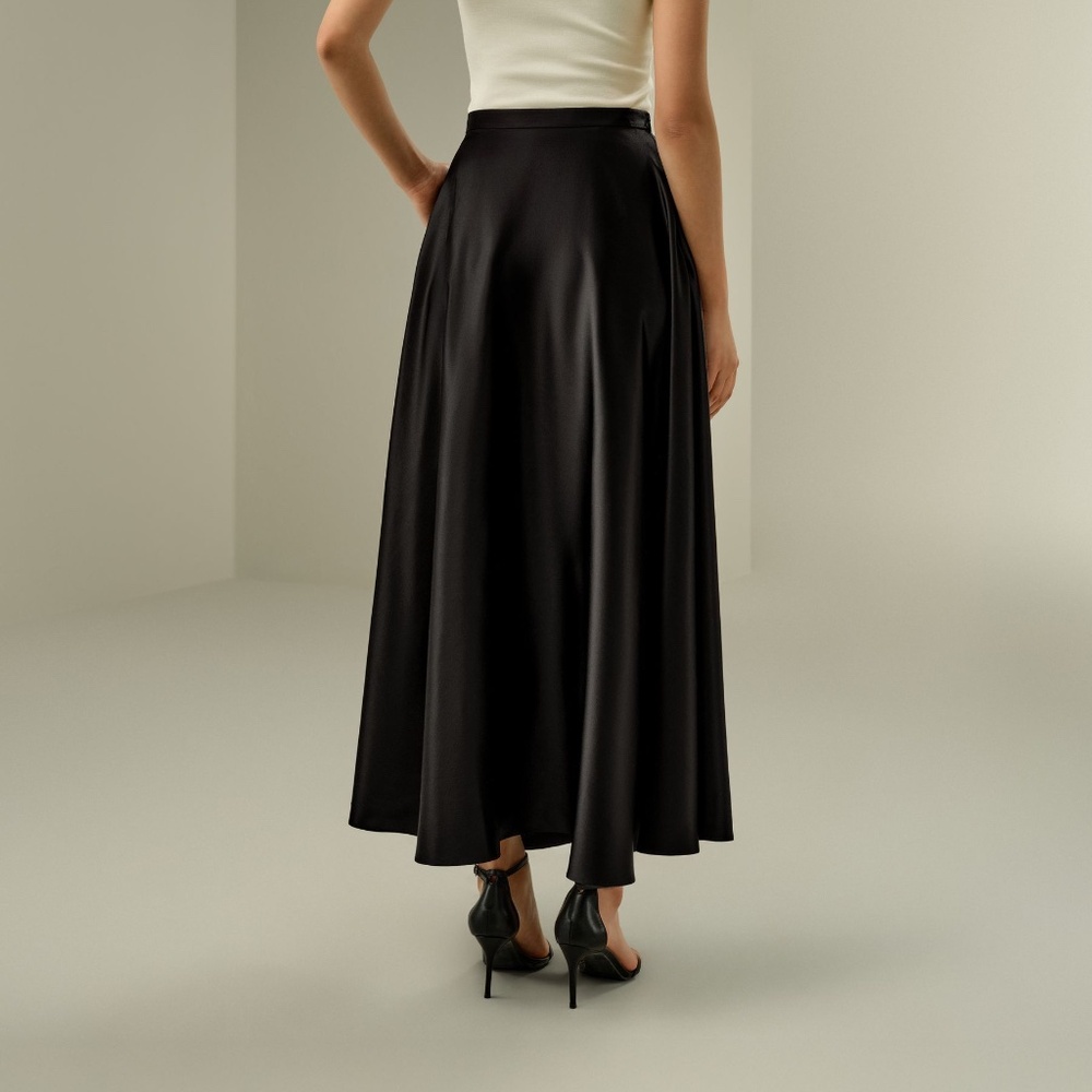 NWT Lilysilk Black A-Line Maxi Skirt w/ Pockets - Size US 6 - Picture 3 of 13